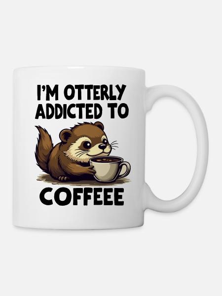 Niedlicher Otter mit Kaffee Design für Kaffeeliebhaber - Tasse - Weiß