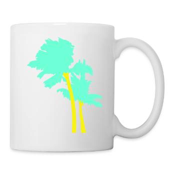 2 Palmen Insel Baum Strand Urlaub Kokosnuss Meer - Tasse - Weiß - Rechts