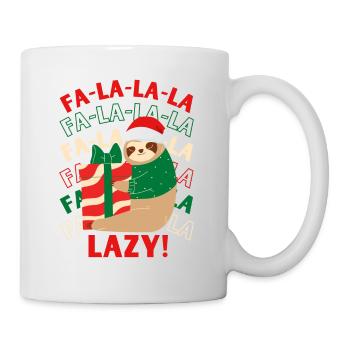Christmas sloth with a gift - Mug - white - Right