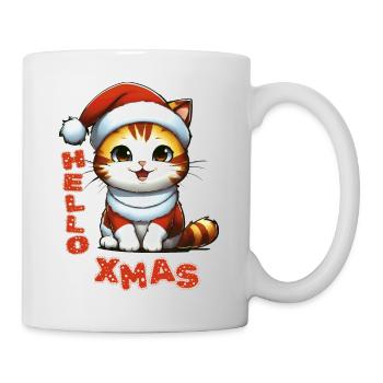 Hello Xmas - Mignon chat de Noël dans un costume de Père Noël - Mug blanc - blanc - Droite