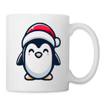 Pinguin mit Weihnachtsmütze - Tasse - Weiß - Rechts