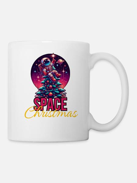 Astronaut with Christmas tree - Mug - white