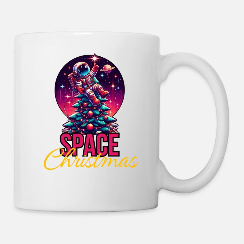 Astronaute avec sapin de Noël - Mug blanc - blanc
