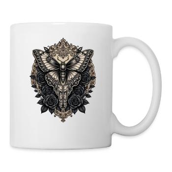 Motte mit schwarzen Rosen - Tasse - Weiß - Rechts