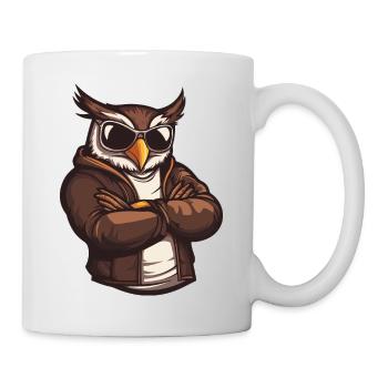 Eule Comic Cool - Tasse - Weiß - Rechts