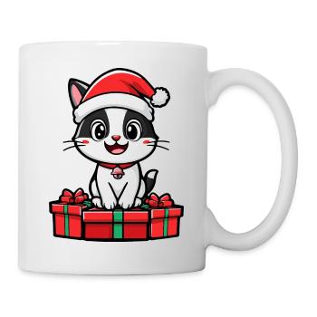 Katze Weihnachten Geschenke - Tasse - Weiß - Rechts