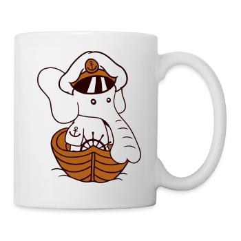Drôle Petit éléphant bateau capitaine Mignon Mignon - Mug blanc - blanc - Droite
