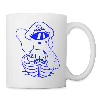 Drôle Petit éléphant bateau capitaine Mignon Mignon - Mug blanc - blanc - Droite