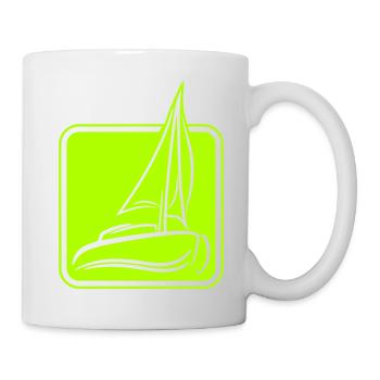 Sailing Logo Icon Square Sailboat Ship - Mug - white - Right