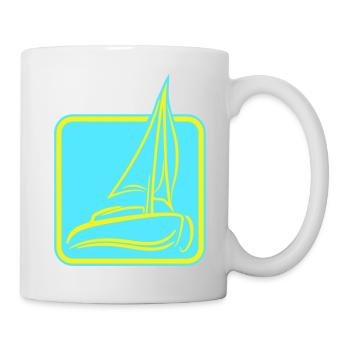 Segeln Logo Symbol Quadratisch Segelboot Schiff - Tasse - Weiß - Rechts