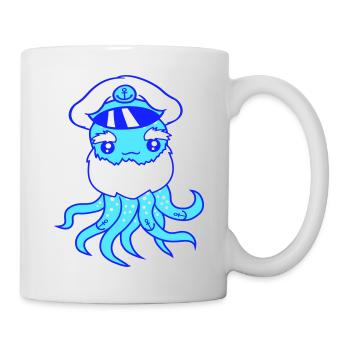 Old Octopus Octopus Cephalopod Captain Squid - Mug - white - Right