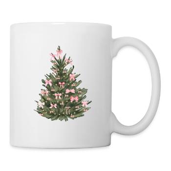Sapin de Noël avec des rubans roses - Mug blanc - blanc - Droite