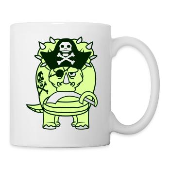 Triceratops Dinosaure Sabre Pirate Capitaine Dino - Mug blanc - blanc - Droite