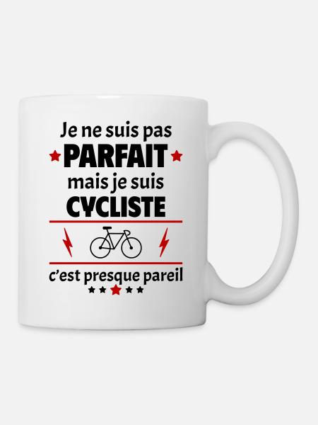 Pas parfait mais cycliste, fête des pères, noël - Mug blanc - blanc