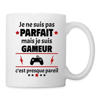 Pas parfait mais gameur, fête des pères, noël - Mug blanc - blanc - Droite
