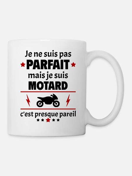 Pas parfait mais motard, fête des pères, noël - Mug blanc - blanc