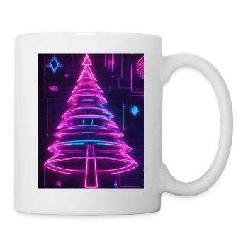 Neon-Tannenbaum im Cyberpunk-Stil 2 - Tasse - Weiß - Rechts