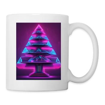 Neon-Tannenbaum im Cyberpunk-Stil - Tasse - Weiß - Rechts