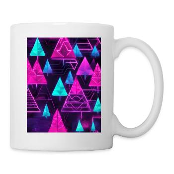 Neon-Tannenbäume im Cyberpunk-Stil - Tasse - Weiß - Rechts