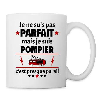 Pas parfait mais pompier, fête des pères, noël - Mug blanc - blanc - Droite