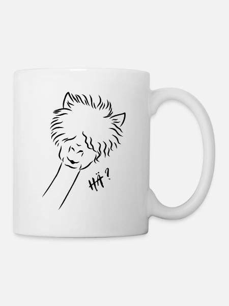 T-shirt avec lama et disant « Huh » - Mug blanc - blanc