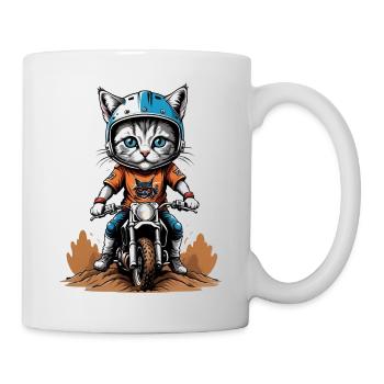 Cat Motocross Bike Gift Supermoto Motorcycle - Mug - white - Right