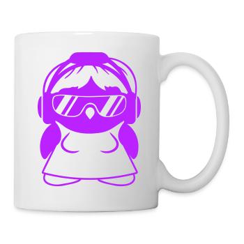 Pingouin DJ Fille Robe Femme Casque Lunettes de soleil - Mug blanc - blanc - Droite