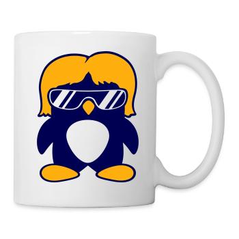Pingouin Dame Cheveux Femme Fille Lunettes de soleil - Mug blanc - blanc - Droite