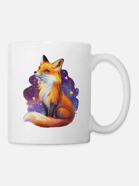 Fuchs und Sternenhimmel - Tasse - Weiß