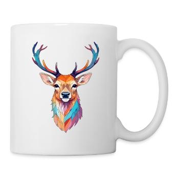 Hirsch Vektor Kunst mit lebendigen Farben Illustration - Tasse - Weiß - Rechts