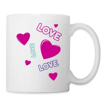 Coeurs roses mignons et amour - design romantique - Mug blanc - blanc - Droite