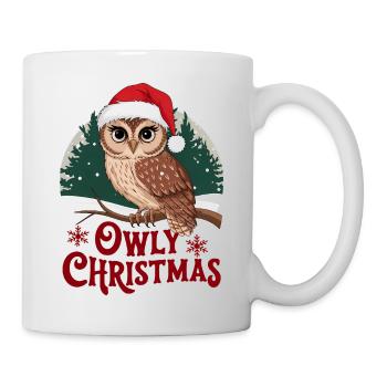 Owl Christmas Funny Cute Merry Owly Christmas - Mug - white - Right