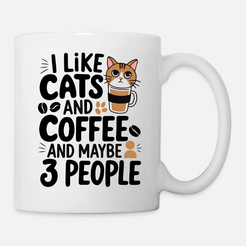 Katzen Kaffee Lustiges Statement - Tasse - Weiß
