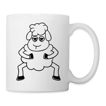 mouton fatigué s’ennuyer regard mouton se tient mignon - Mug blanc - blanc - Droite