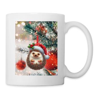 Weihnachtlicher Igel: Süßer Weihnachts-Look - Tasse - Weiß - Rechts