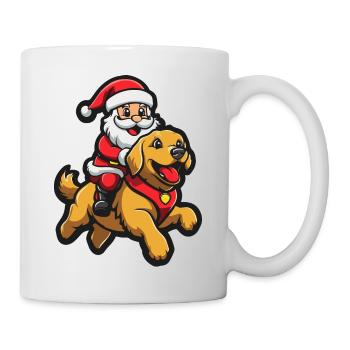 Golden Retriever Dog Santa Claus Cartoon Lusti - Mug - white - Right