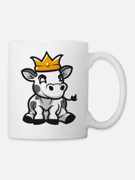 Cow Cartoon Crown - Mug - white