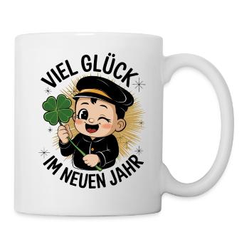 Schornsteinfeger Glück Kleeblatt Silvester Neujahr - Tasse - Weiß - Rechts