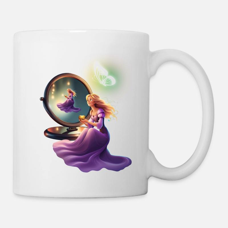 Princesse devant le miroir - Mug blanc - blanc