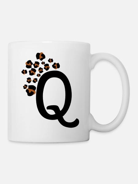 Buchstabe q Leopardenmuster - Tasse - Weiß