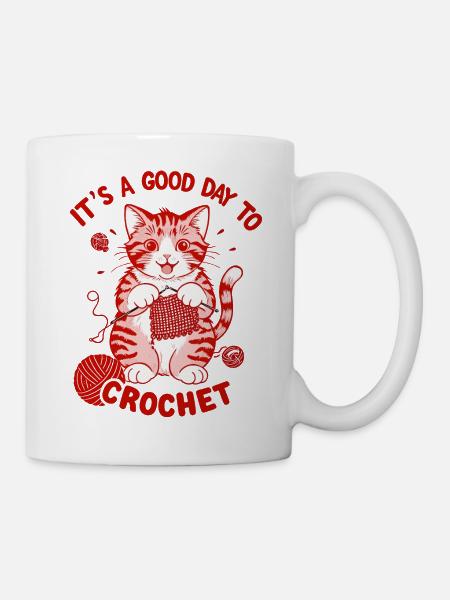 Gehäkelte Katze - Tasse - Weiß