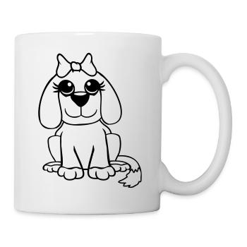 chien assis petit jolie dame arc femelle - Mug blanc - blanc - Droite