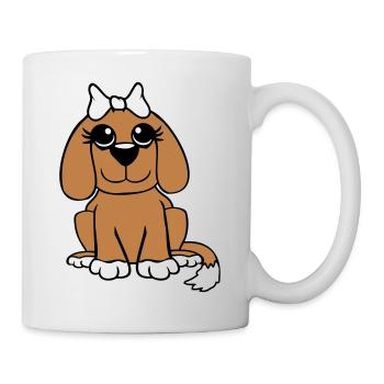 chien assis petit jolie dame arc femelle - Mug blanc - blanc - Droite