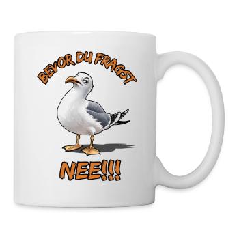 Funny saying with seagull Before you ask No !! - Mug - white - Right