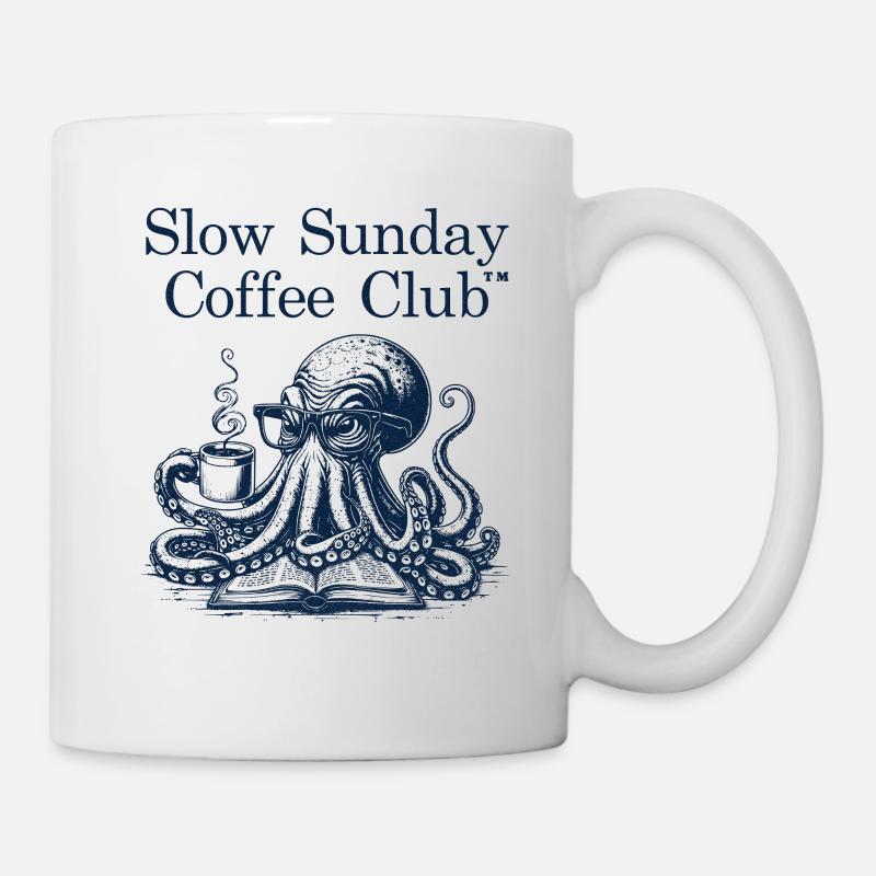 Slow Sunday Octopus Coffee & Books - Tasse - Weiß