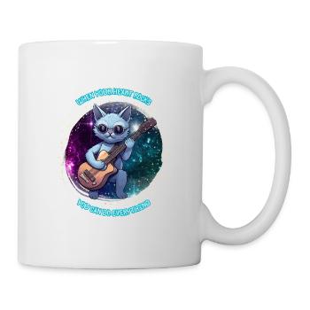 Rocking cat with guitar against galaxy background - Mug - white - Right