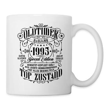 Oldtimer 1995 geboren Geburtstag Geschenk - Tasse - Weiß - Rechts