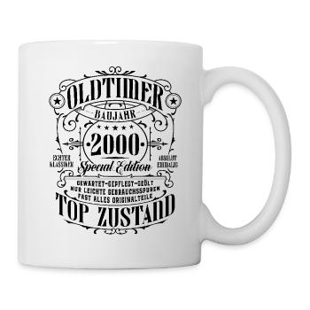 Oldtimer 2000 geboren Geburtstag Geschenk - Tasse - Weiß - Rechts