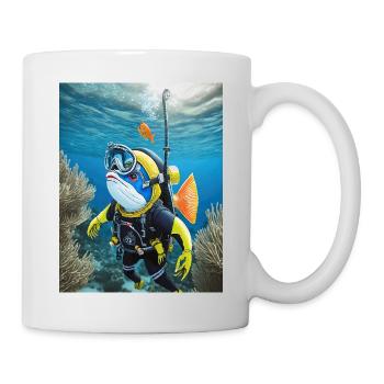 Fish in a diving suit 2 - Mug - white - Right