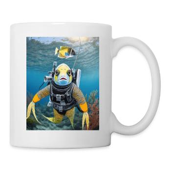 Poisson en combinaison de plongée 3 - Mug blanc - blanc - Droite
